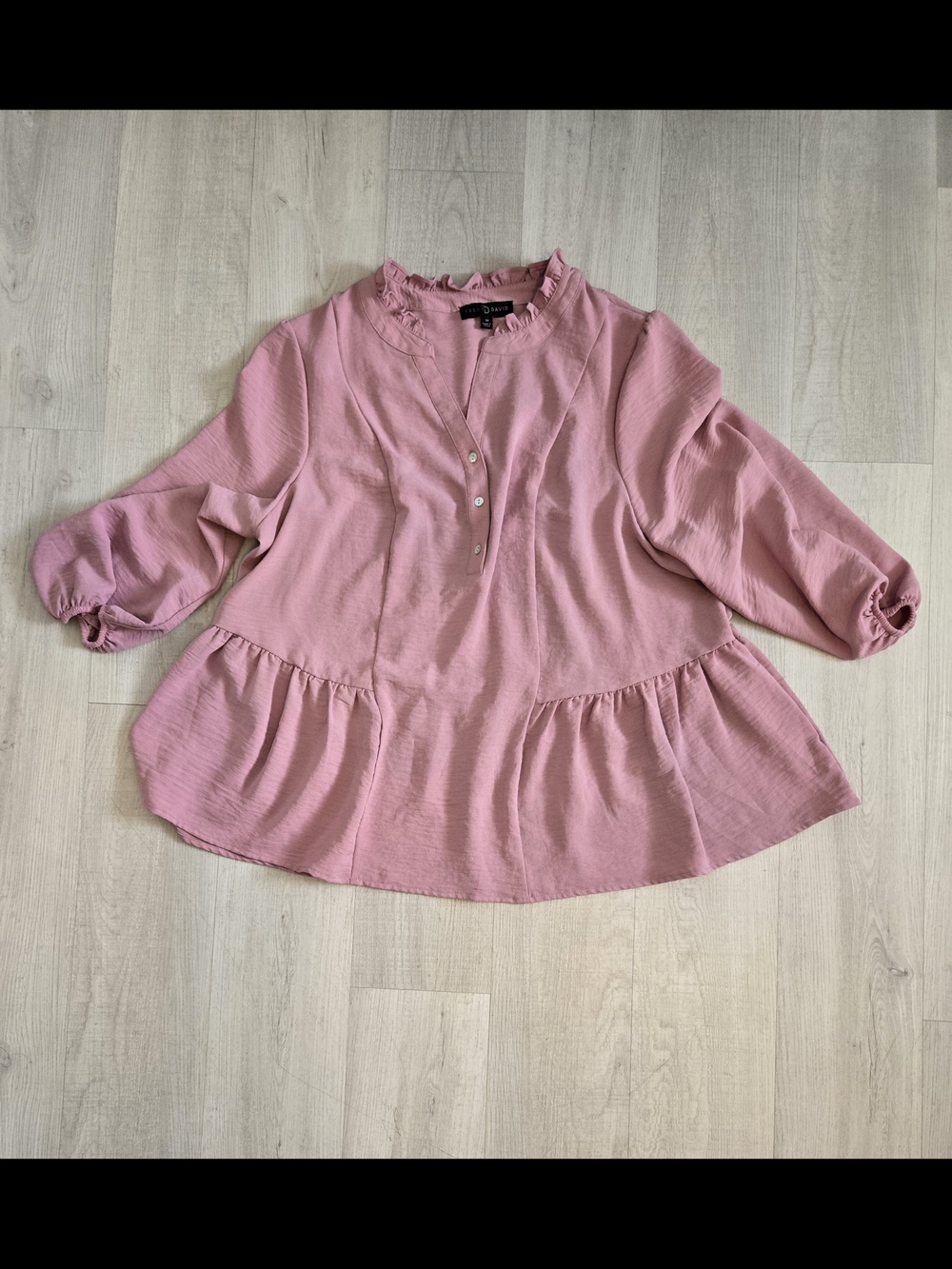 Fred David Dusty Rose Ruffle-Hem Tunic Top